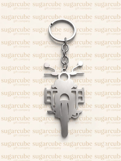 Bike Front Shaped Metal Keyring with Name & Number