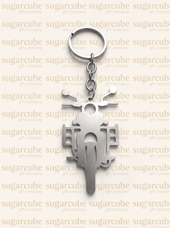 Bike Front Shaped Metal Keyring with Name & Number