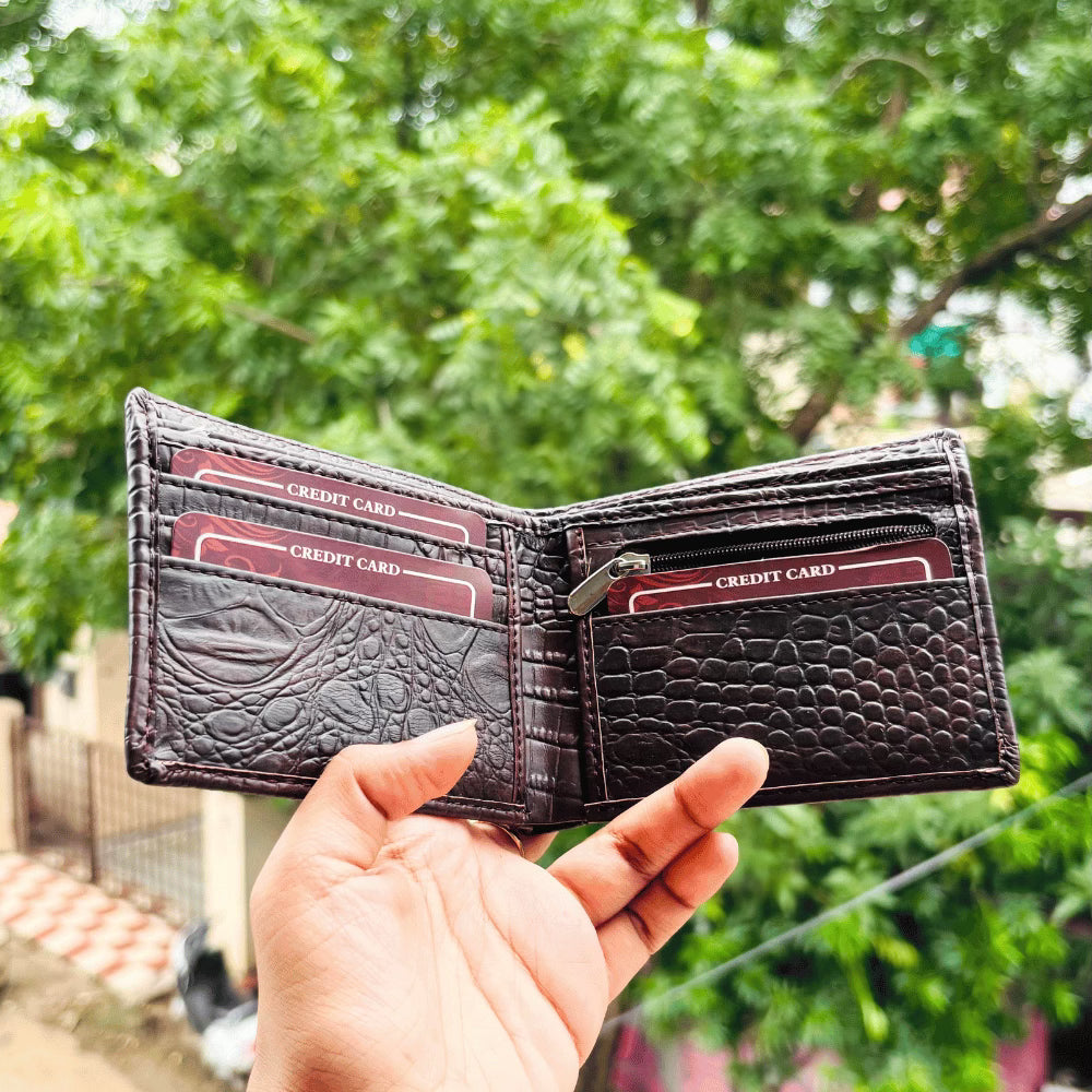 Men's Wallet (Croc-1) Personalised with Name & Metal Charm - 5