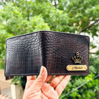 Men's Wallet (Croc-1) Personalised with Name & Metal Charm - 5
