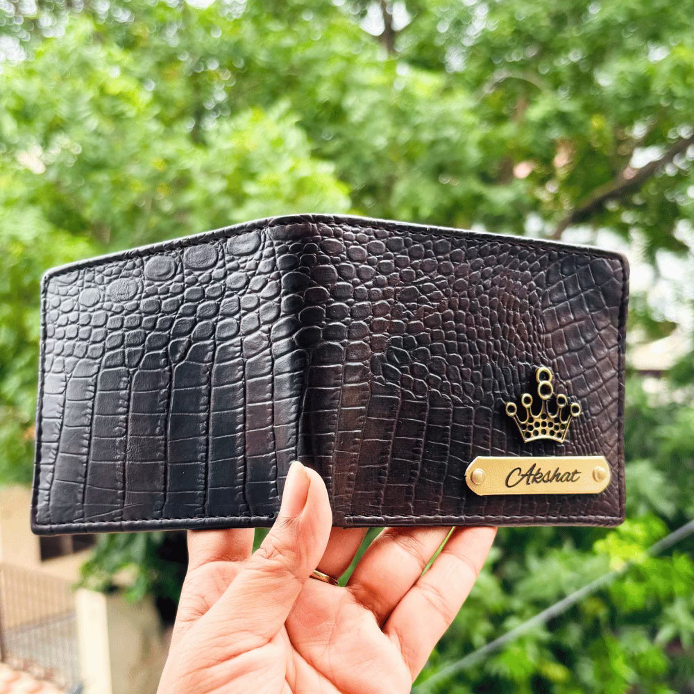 Men's Wallet (Croc-1) Personalised with Name & Metal Charm - 5
