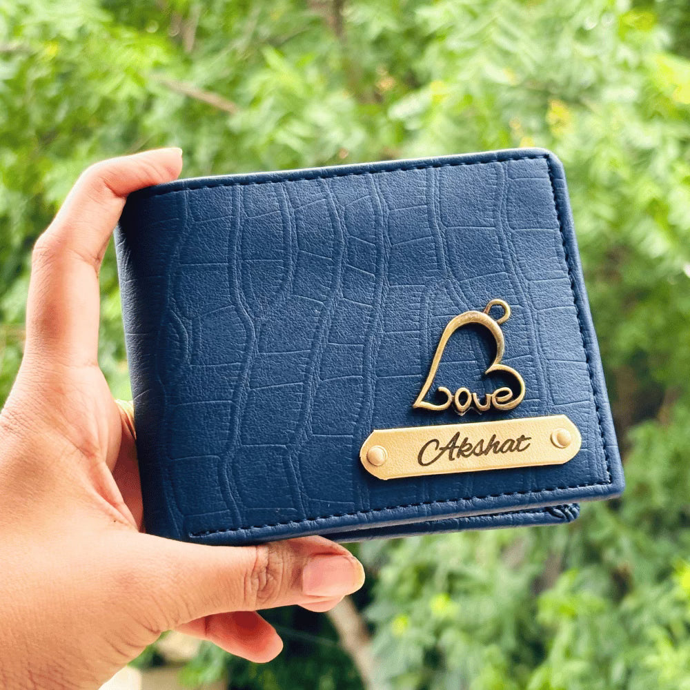 Men's Wallet (Croc-2) Personalised with Name & Metal Charm - 6