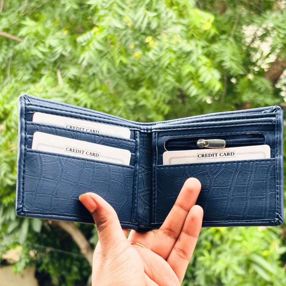Men's Wallet (Croc-2) Personalised with Name & Metal Charm - 6