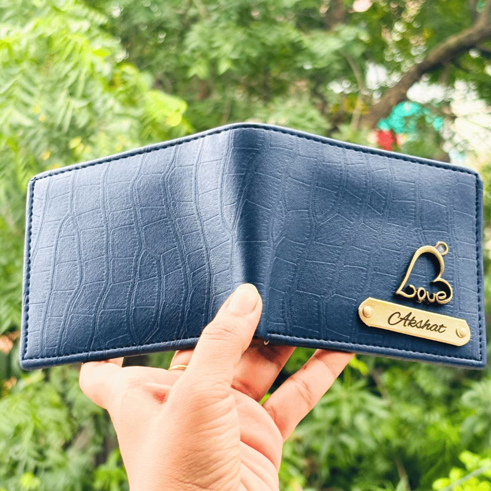 Men's Wallet (Croc-2) Personalised with Name & Metal Charm - 6