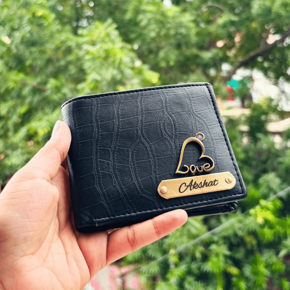 Men's Wallet (Croc-2) Personalised with Name & Metal Charm - 6
