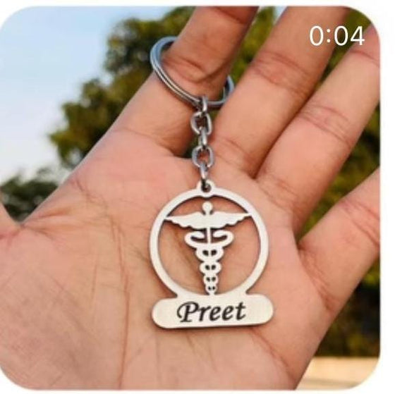 Doctor Metal Keyring with Name Engraved