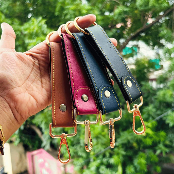 Leather Keychain (Faux) Personalised with Name & Metal Charm - 2