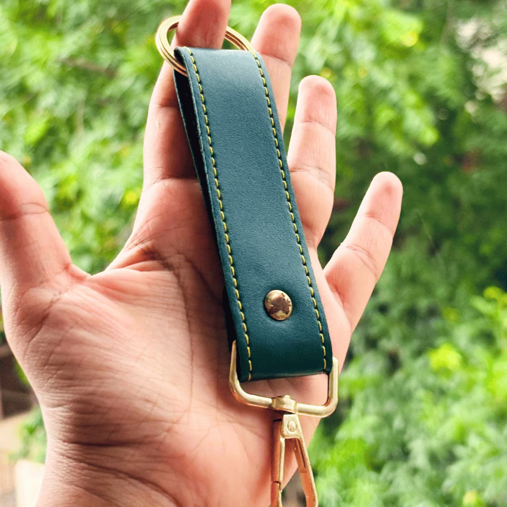 Leather Keychain (Faux) Personalised with Name & Metal Charm - 2