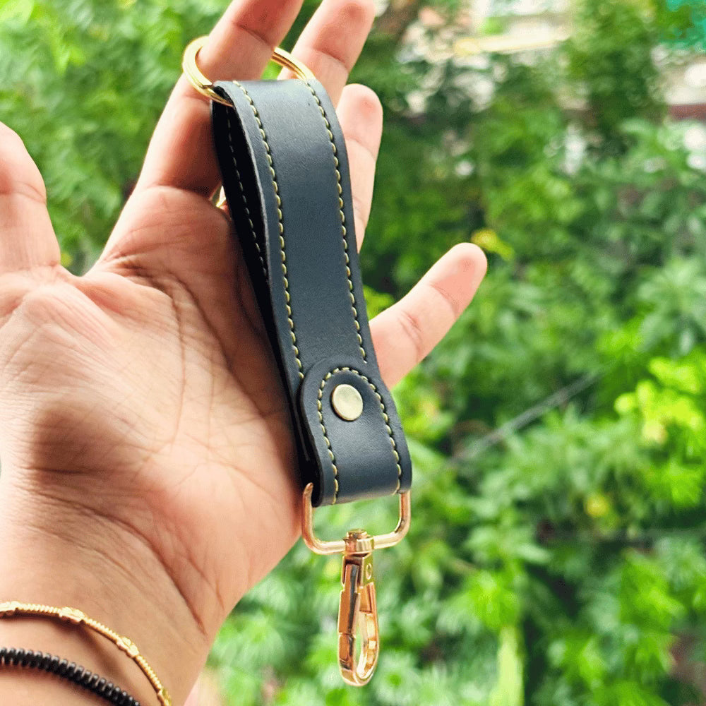 Leather Keychain (Faux) Personalised with Name & Metal Charm - 2