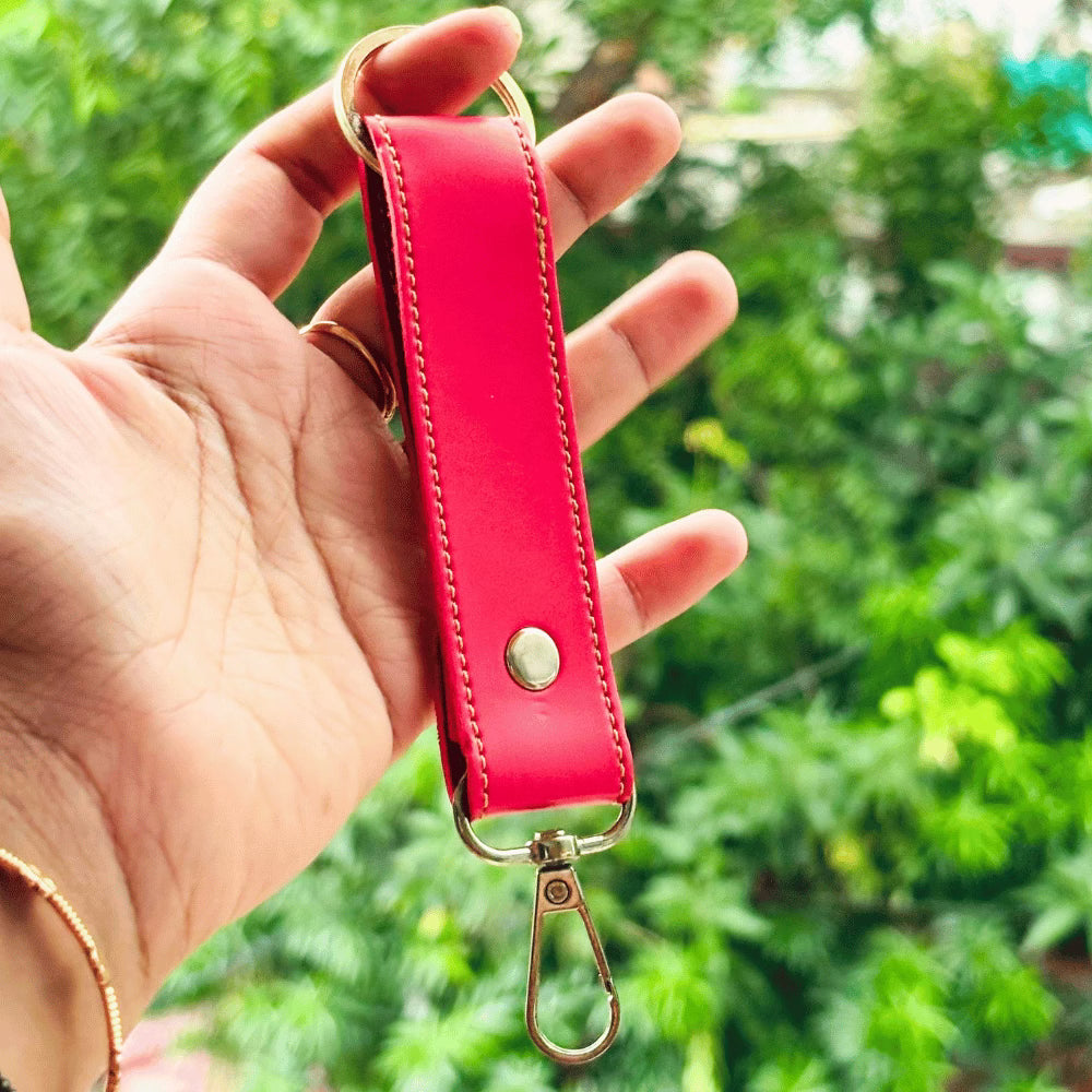 Leather Keychain (Faux) Personalised with Name & Metal Charm - 2