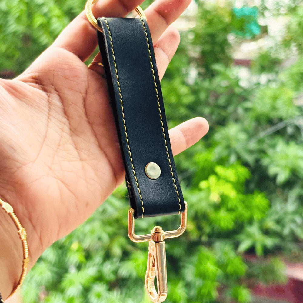 Leather Keychain (Faux) Personalised with Name & Metal Charm - 2