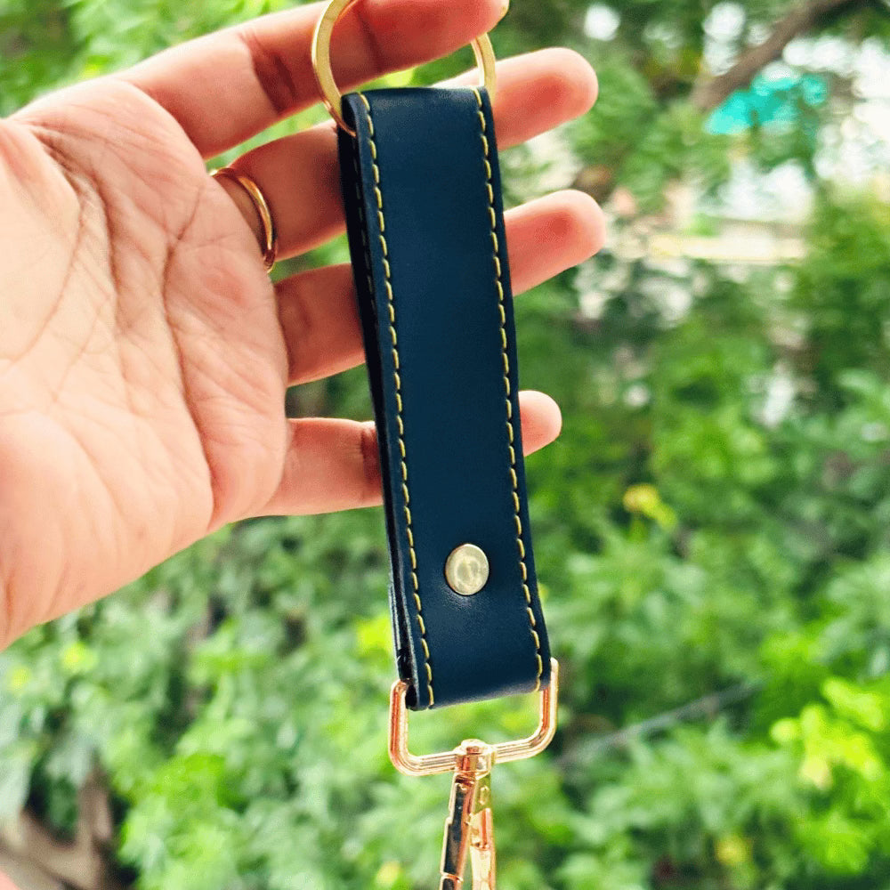 Leather Keychain (Faux) Personalised with Name & Metal Charm - 2