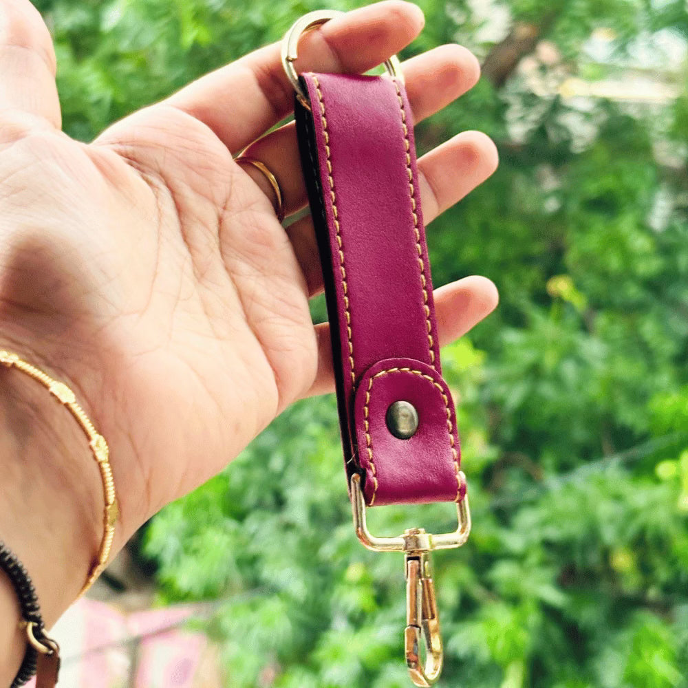 Leather Keychain (Faux) Personalised with Name & Metal Charm - 2