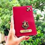 Passport Cover (Faux) Personalised with Name & Metal Charm - 1