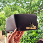 Men's Wallet (Faux) Personalised with Name & Metal Charm - 1
