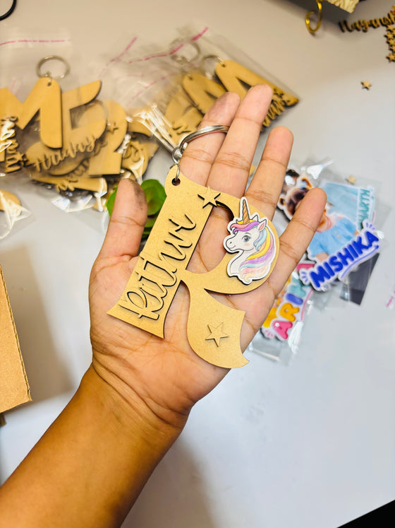 Personalized Kids Initial with Name Keyring DIY Kit