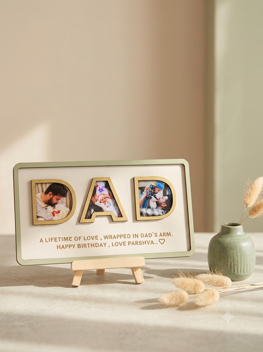 Dad Photo Frame with Custom Photo & Message