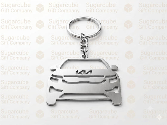 Kia Car Shaped Metal Keyring with Name & Number