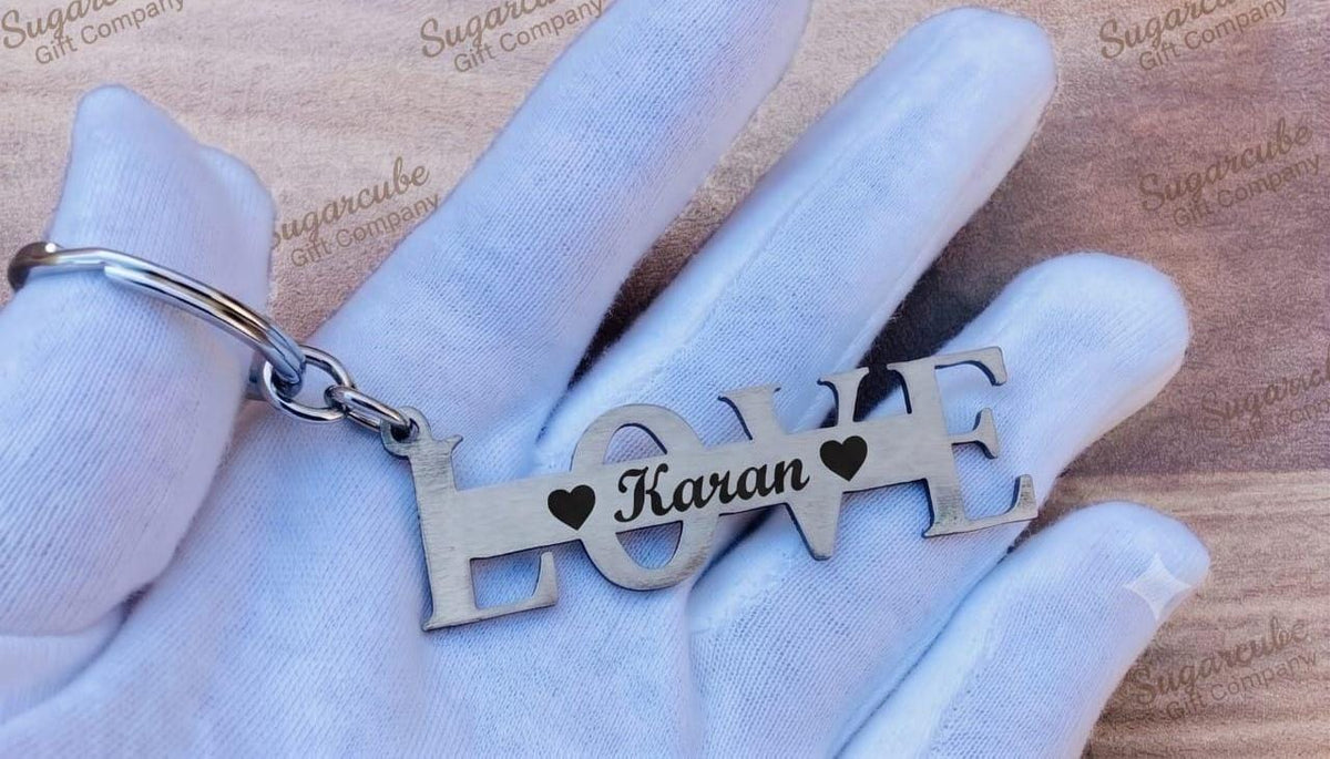 Couple Name Metal Keyring - Love Cutout
