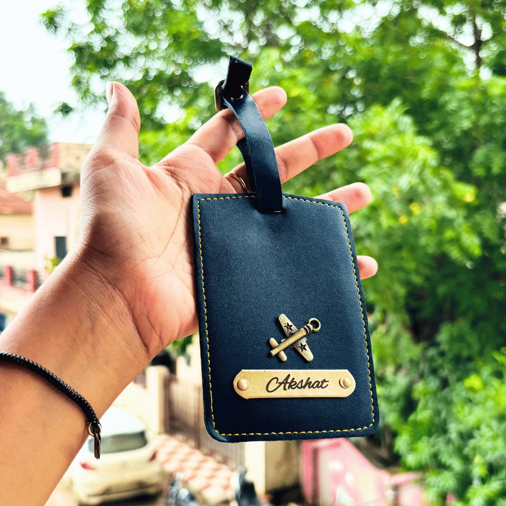 Luggage Tag Personalised with Name & Metal Charm
