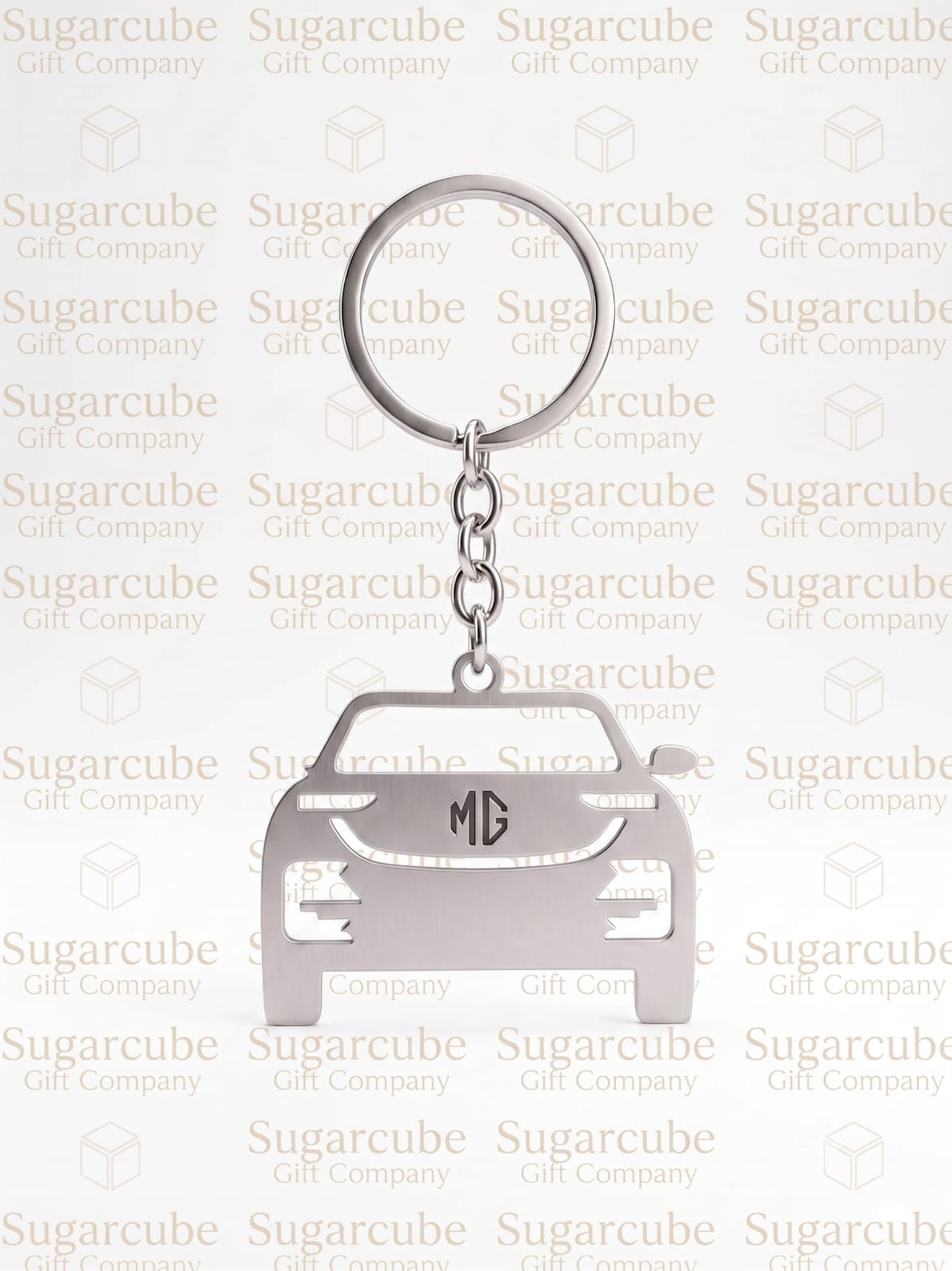 MG Car Shaped Metal Keyring with Name & Number