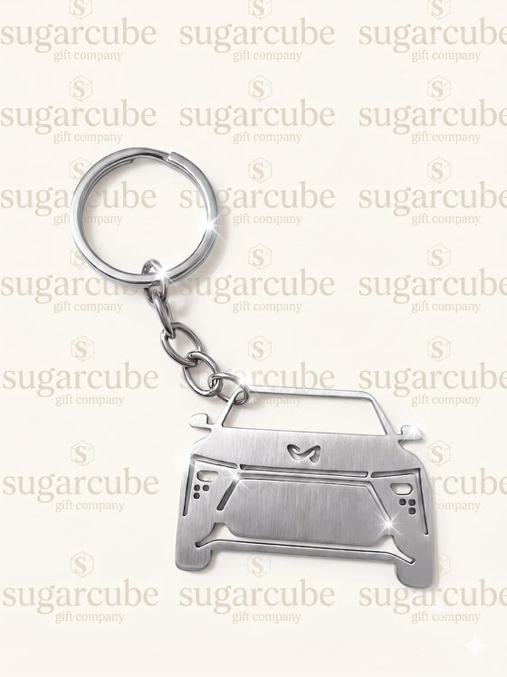 Mahindra EV Car Shaped Metal Keyring with Name & Number
