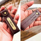 Leather Keychain Personalised with Name, Message & Metal Charm - 4