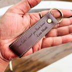 Leather Keychain Personalised with Name, Message & Metal Charm - 4