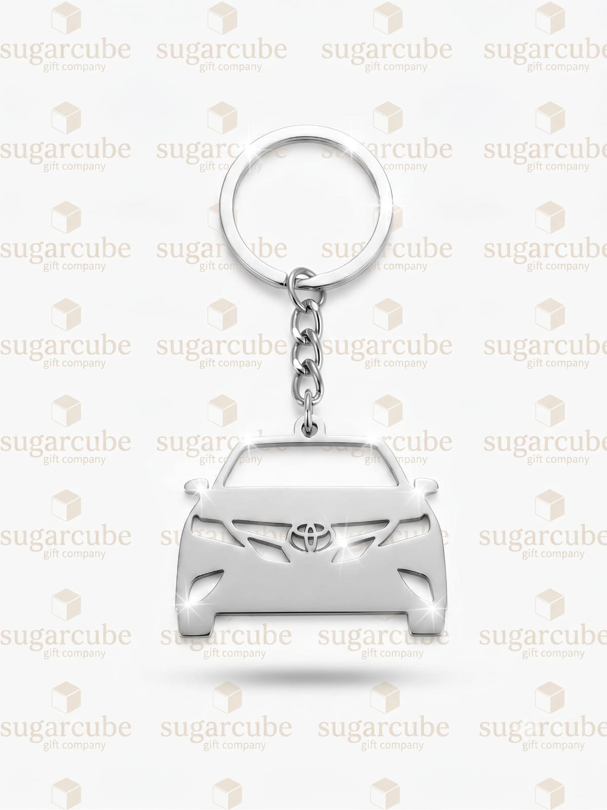 Toyota Car Shaped Metal Keyring with Name & Number