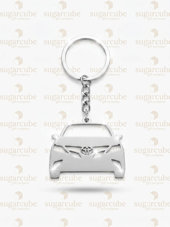 Toyota Car Shaped Metal Keyring with Name & Number