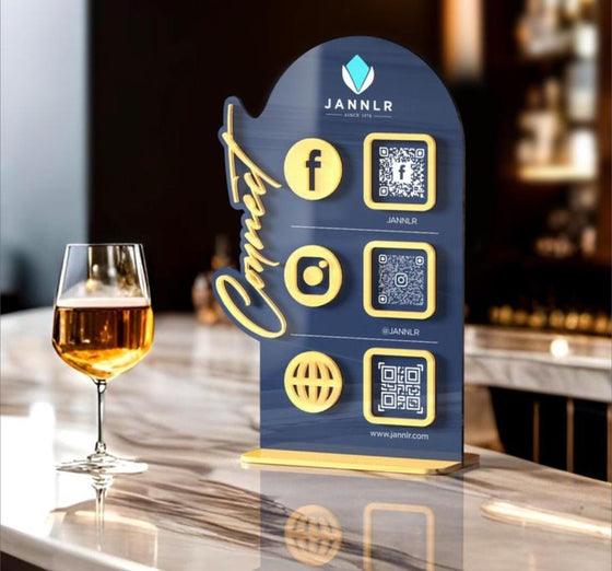 Shop QR Code Stand in Pine Wood - Instagram, WhatsApp & Payment