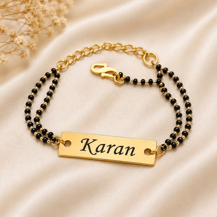 Name Rakhi with Black Beads