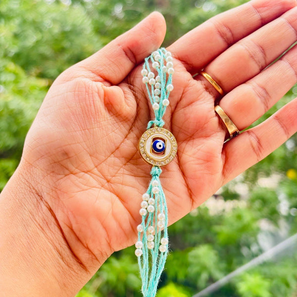 Round Evil Eye Rakhi – Green
