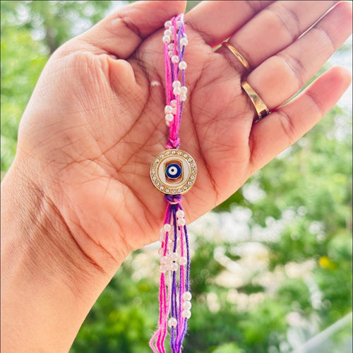 Round Evil Eye Rakhi Purple