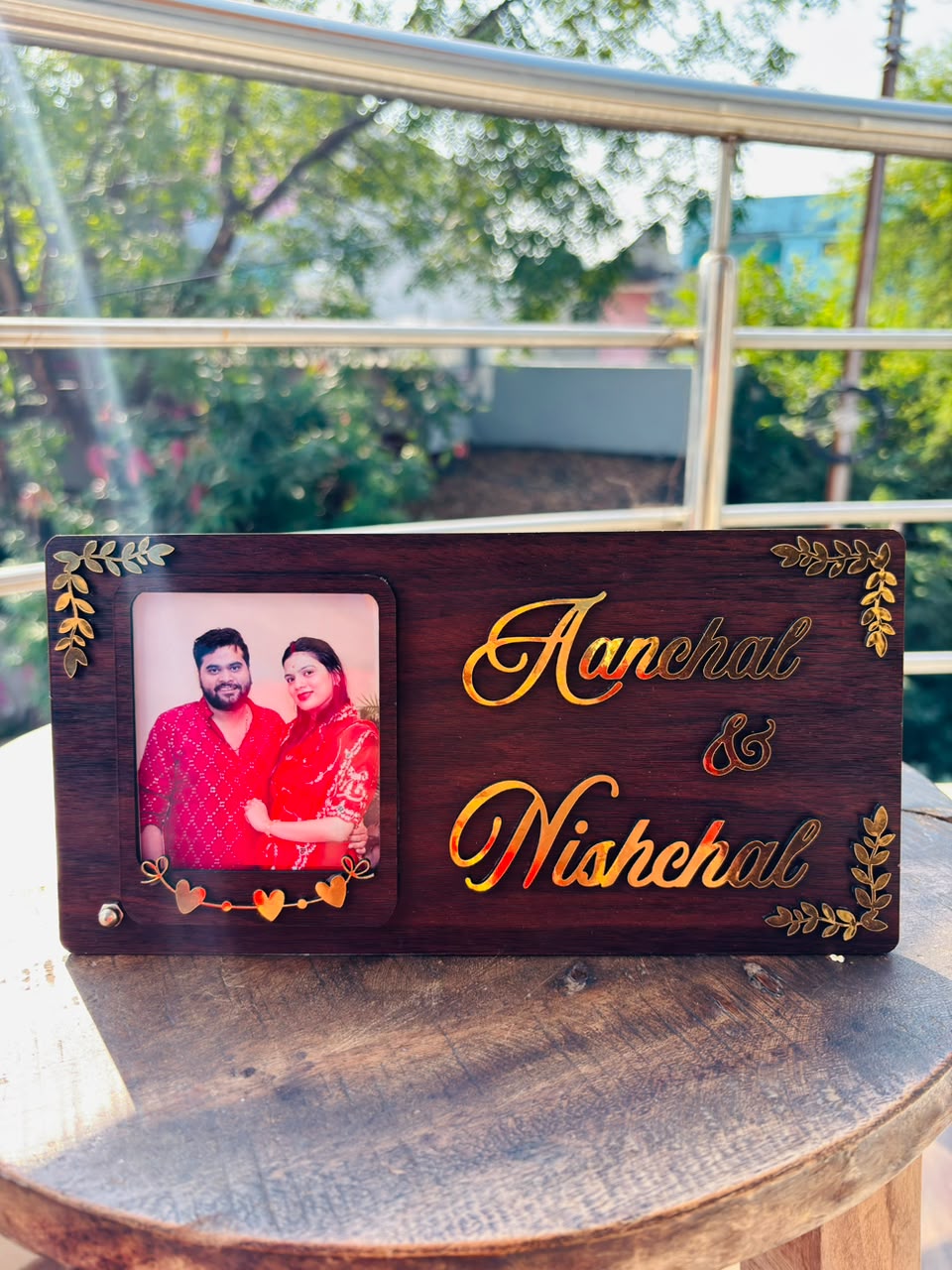 Personalized couple photo plaque alternate design