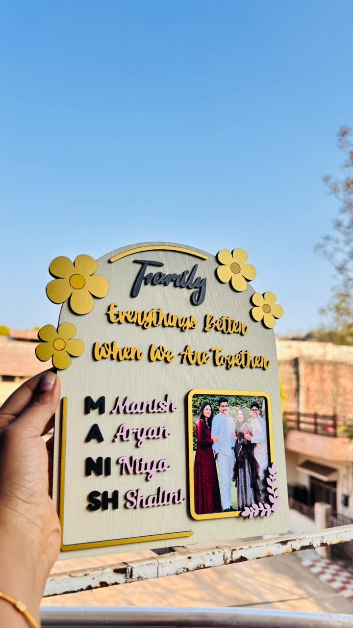 Personalized family memory photo plaque with photos and names