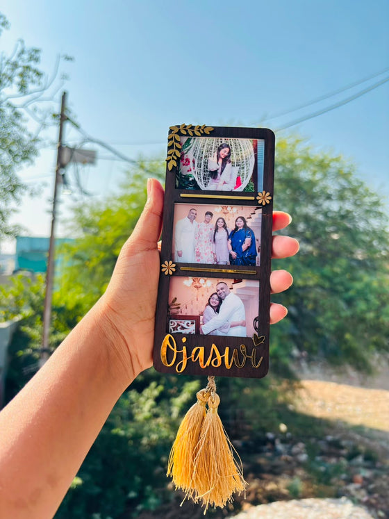 Personalized Multi Photo Frame Fridge Magnet with Tassel & Custom Name